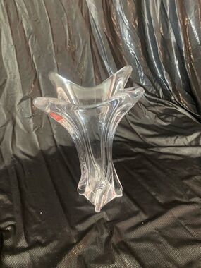 Crystal Clear Sculptural Glass Vase - Modern Accent